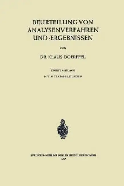 Cover of Beurteilung Von Analysenverfahren Und -Ergebnissen