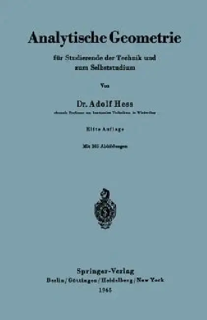 Cover of Analytische Geometrie Für Studierende Der Technik Und Zum Selbststudium