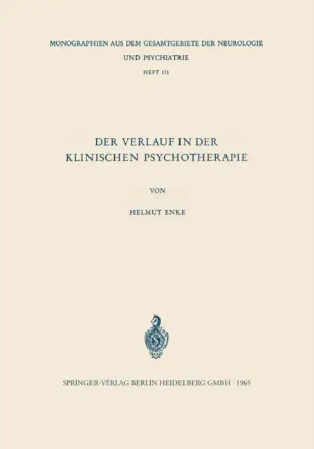 Cover of Der Verlauf in Der Klinischen Psychotherapie