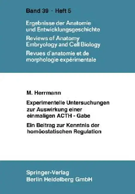Cover of Experimentelle Untersuchungen Zur Auswirkung Einer Einmaligen Acth-Gabe