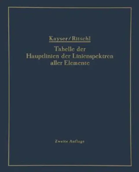 Cover of Tabelle Der Hauptlinien Der Linienspektren Aller Elemente Nach Wellenlänge Geordnet