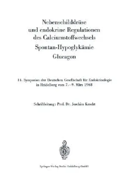 Cover of Nebenschilddrüse Und Endokrine Regulationen Des Calciumstoffwechsels