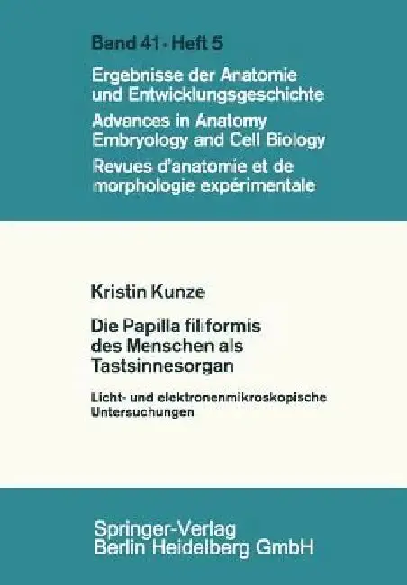 Cover of Die Papilla Filiformis Des Menschen ALS Tastsinnesorgan