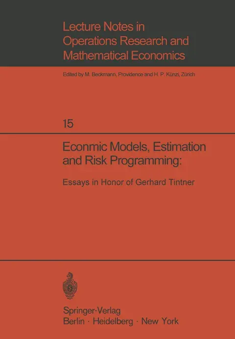 Cover of Economic Models, Estimation and Risk Programming