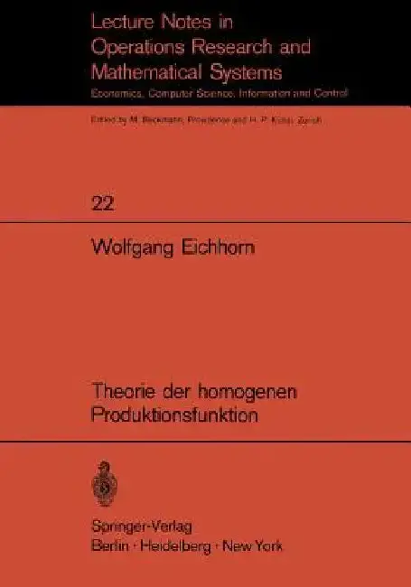 Cover of Theorie Der Homogenen Produktionsfunktion