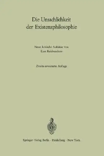 Cover of Die Unsachlichkeit Der Existenzphilosophie