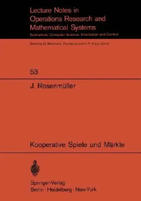 Cover of Kooperative Spiele Und Märkte