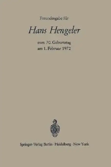 Cover of Freundesgabe Für Hans Hengeler Zum 70. Geburtstag Am 1. Februar 1972