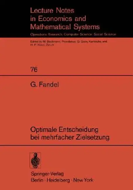 Cover of Optimale Entscheidung Bei Mehrfacher Zielsetzung