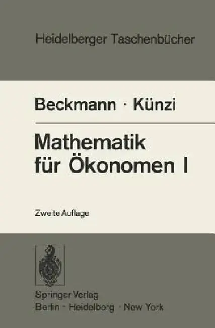 Cover of Mathematik Für Ökonomen I