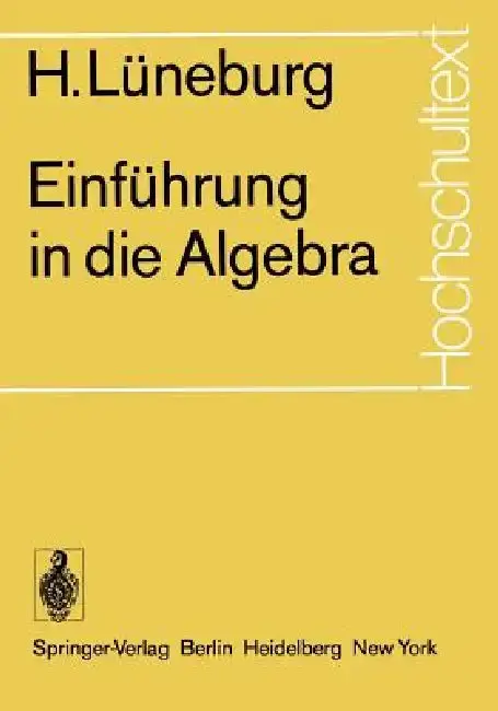 Cover of Einführung in Die Algebra