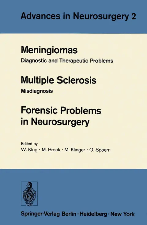 Cover of Meningiomas. Multiple Sclerosis. Forensic Problems in Neurosurgery