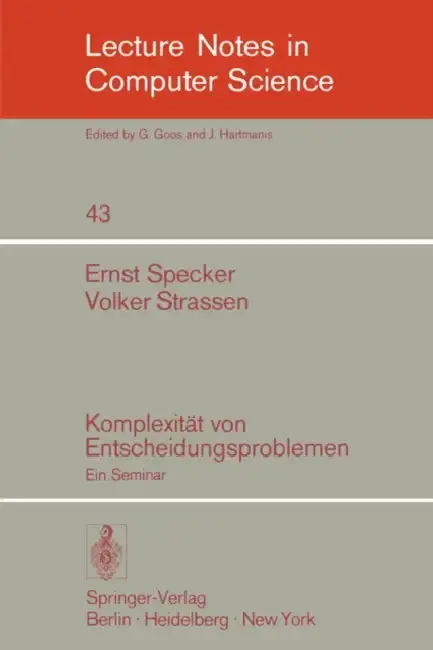 Cover of Komplexität Von Entscheidungsproblemen