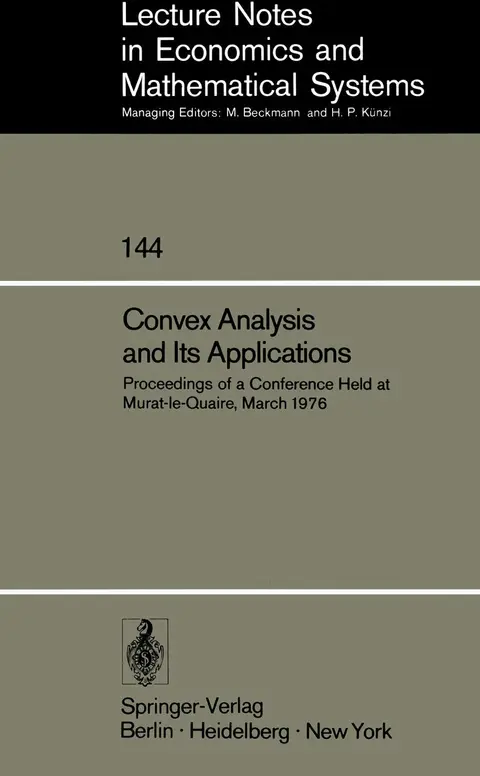 Cover of Convex Analysis and Its Applications