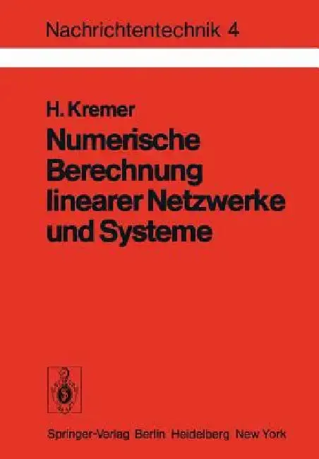 Cover of Numerische Berechnung Linearer Netzwerke Und Systeme