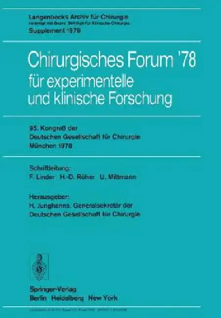 Cover of 95. Kongreß Der Deutschen Gesellschaft Für Chirurgie, München, 3. Bis 6. Mai 1978
