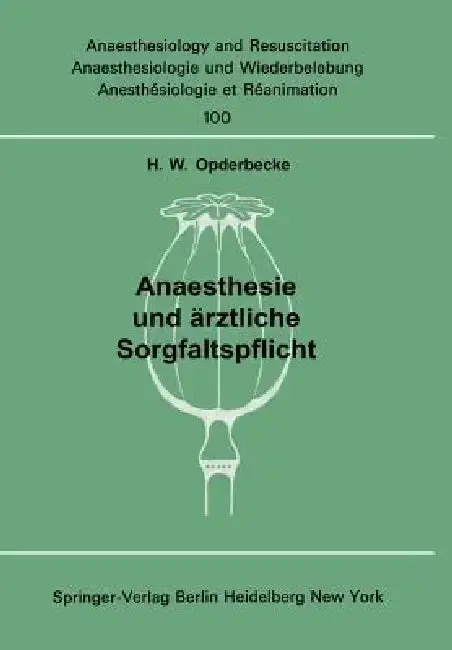 Cover of Anaesthesie Und Ärztliche Sorgfaltspflicht