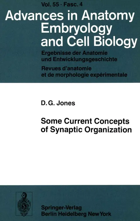 Cover of Some Current Concepts of Synaptic Organization