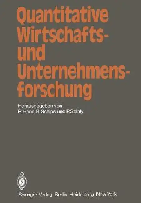 Cover of Quantitative Wirtschafts- Und Unternehmensforschung