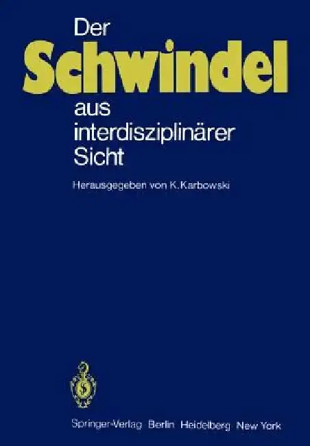 Cover of Der Schwindel Aus Interdisziplinärer Sicht