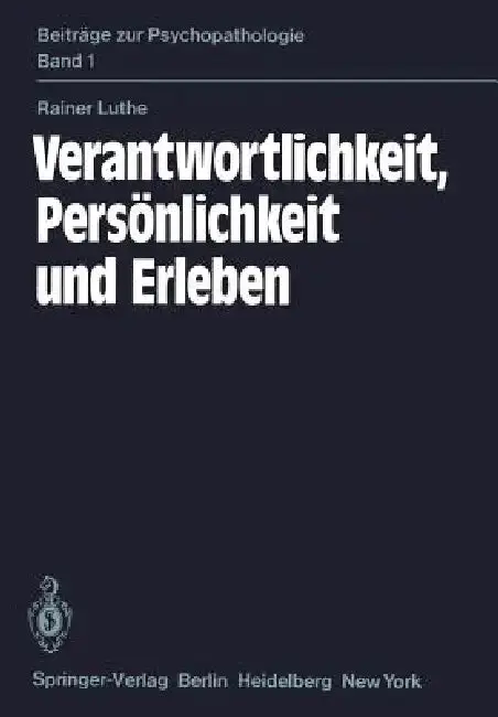 Cover of Verantwortlichkeit, Persönlichkeit Und Erleben