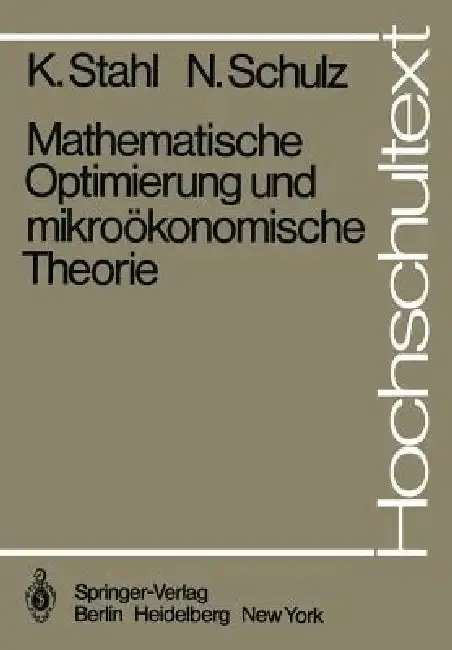 Cover of Mathematische Optimierung Und Mikroökonomische Theorie