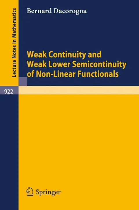 Cover of Weak Continuity and Weak Lower Semicontinuity of Non-linear Functionals
