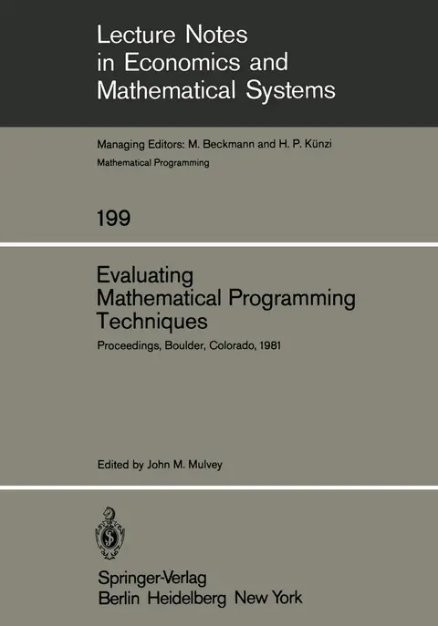 Cover of Evaluating Mathematical Programming Techniques