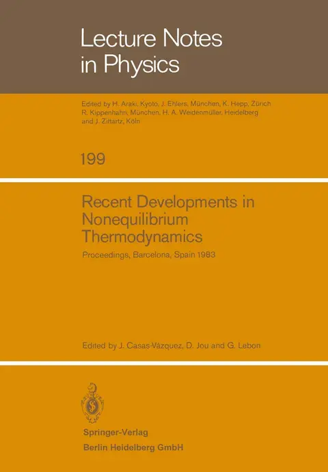 Cover of Recent Developments in Nonequilibrium Thermodynamics