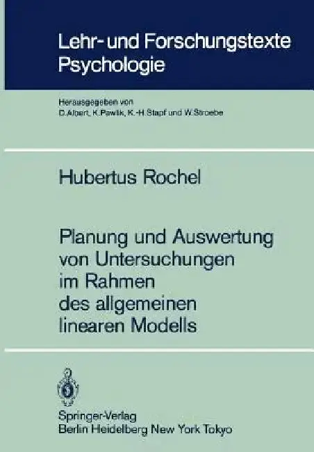 Cover of Planung Und Auswertung Von Untersuchungen Im Rahmen Des Allgemeinen Linearen Modells