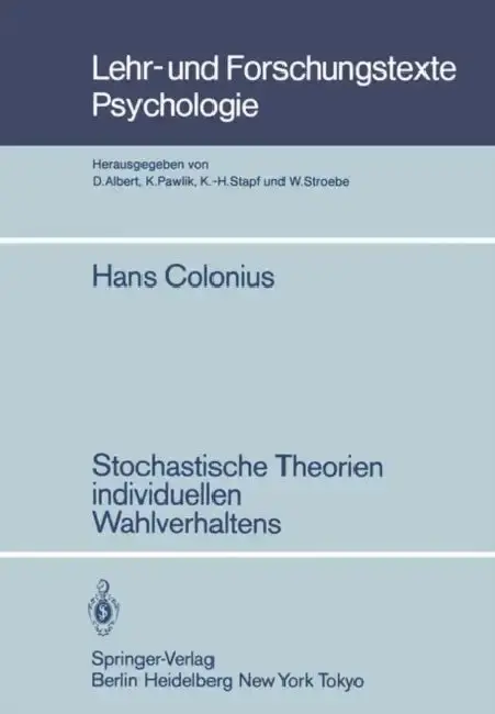 Cover of Stochastische Theorien Individuellen Wahlverhaltens