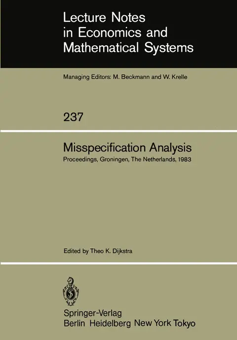 Cover of Misspecification Analysis