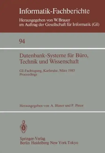 Cover of Datenbank-Systeme Für Büro, Technik Und Wissenschaft