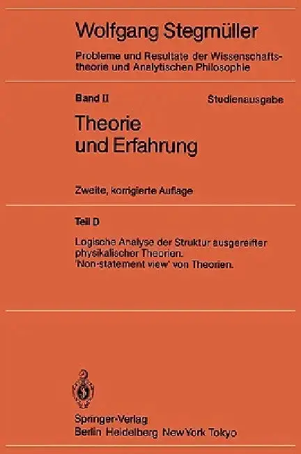 Cover of Logische Analyse Der Struktur Ausgereifter Physikalischer Theorien 'Non-Statement View' Von Theorien