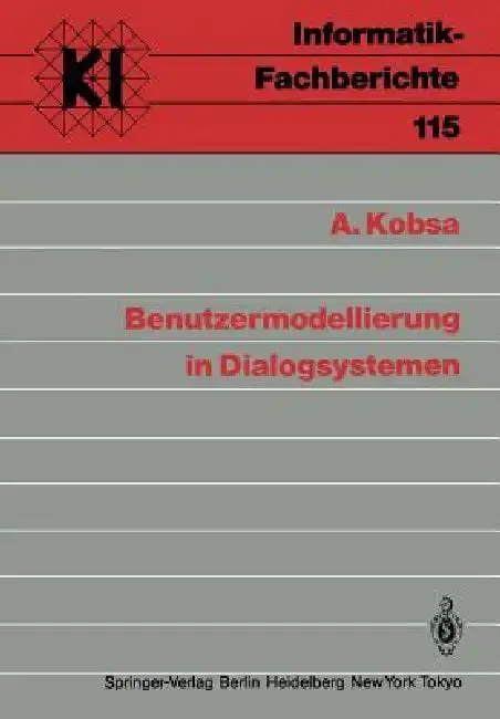 Cover of Benutzermodellierung in Dialogsystemen