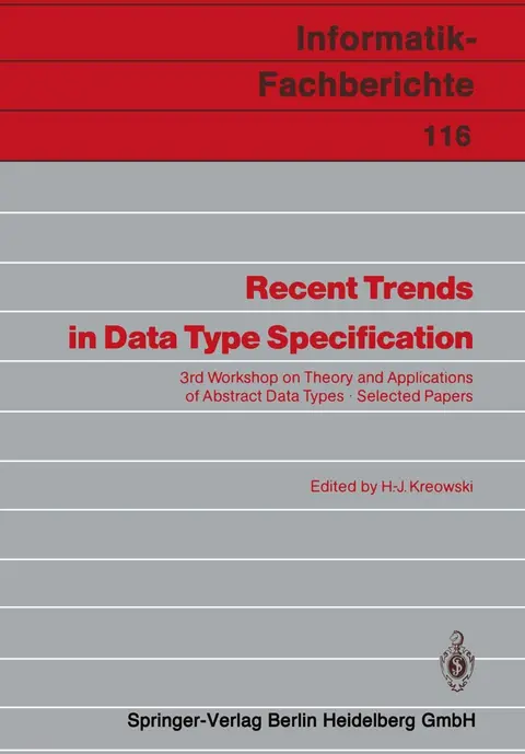 Cover of Recent Trends in Data Type Specification