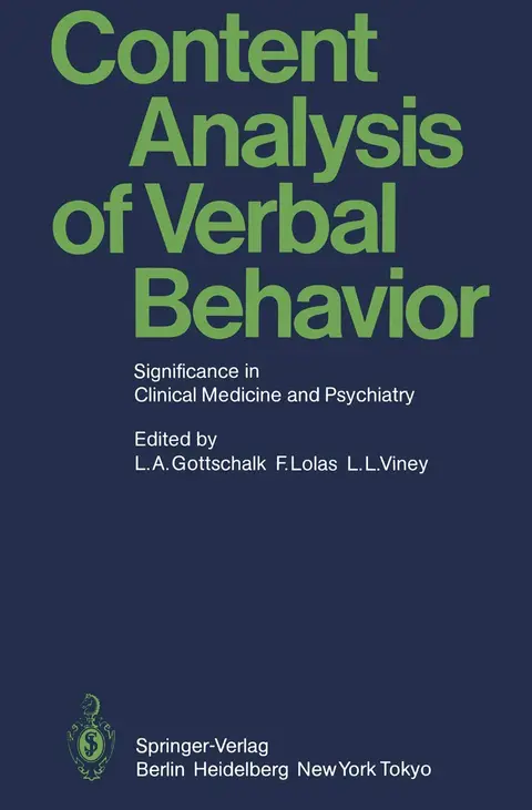 Cover of Content Analysis of Verbal Behavior