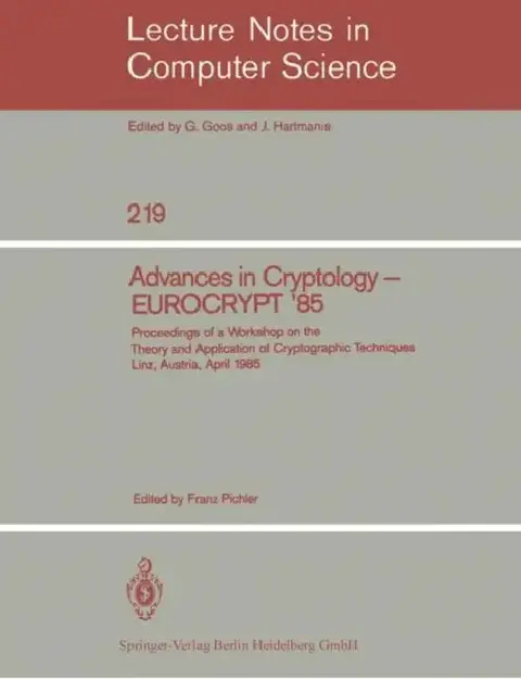 Cover of Advances in Cryptology - Eurocrypt '85