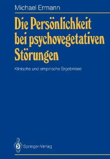 Cover of Die Persönlichkeit Bei Psychovegetativen Störungen