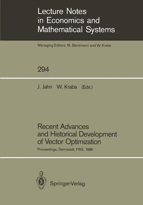 Cover of Recent Advances and Historical Development of Vector Optimization