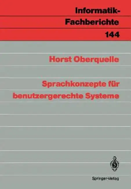 Cover of Sprachkonzepte Für Benutzergerechte Systeme