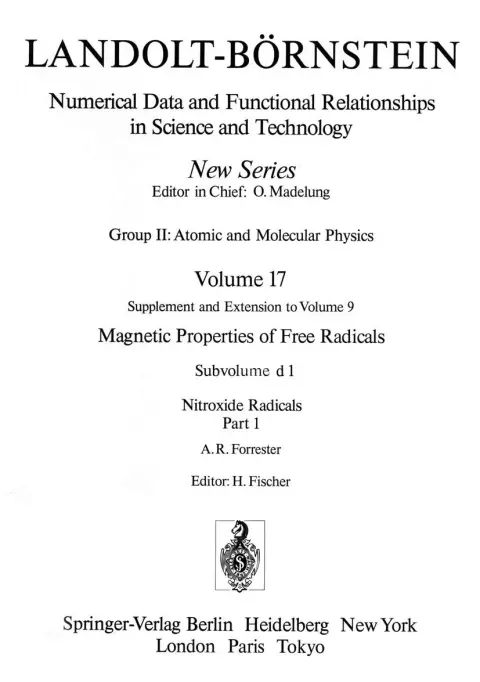 Cover of Nitroxide Radicals / Nitroxid-Radikale 1