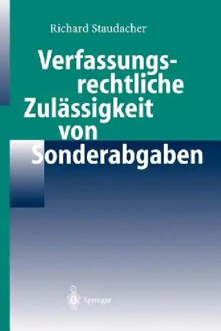 Cover of Verfassungsrechtliche Zulässigkeit Von Sonderabgaben