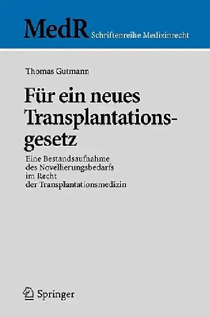 Cover of Für Ein Neues Transplantationsgesetz