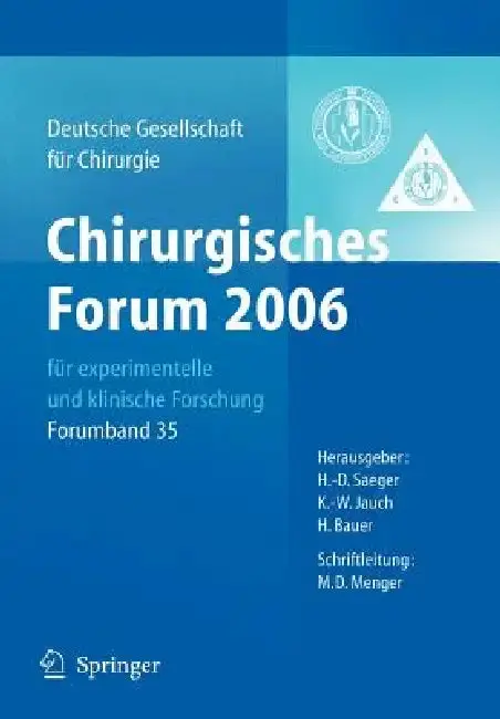Cover of Chirurgisches Forum 2006 Für Experimentelle Und Klinische Forschung