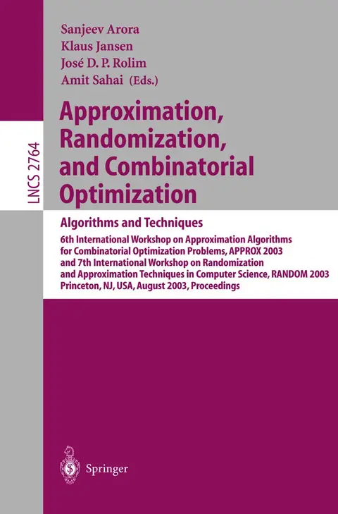 Cover of Approximation, Randomization, and Combinatorial Optimization