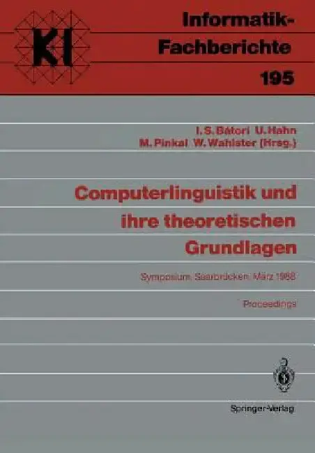Cover of Computerlinguistik Und Ihre Theoretischen Grundlagen