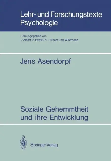 Cover of Soziale Gehemmtheit Und Ihre Entwicklung