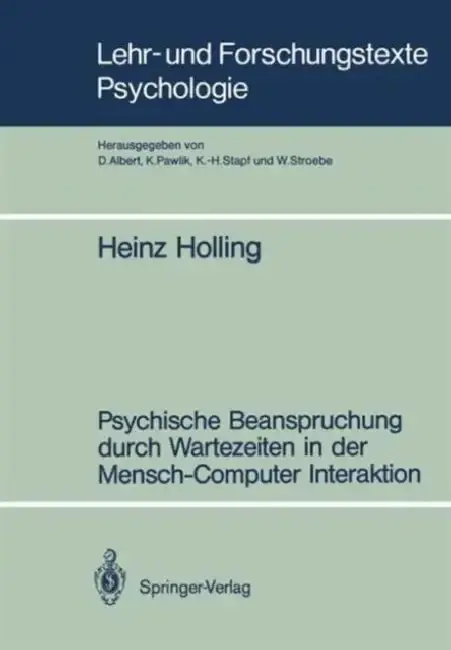 Cover of Psychische Beanspruchung Durch Wartezeiten in Der Mensch-Computer Interaktion