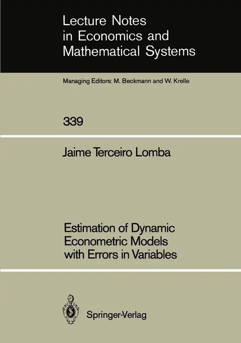 Cover of Estimation of Dynamic Econometric Models with Errors in Variables
